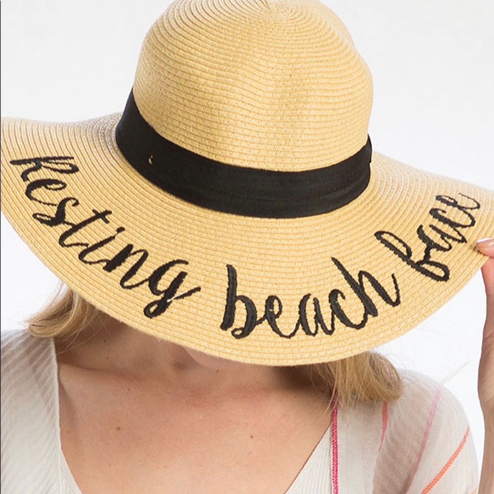 Resting Beach face straw hat!! Adorable worn once! - Picture 1 of 4